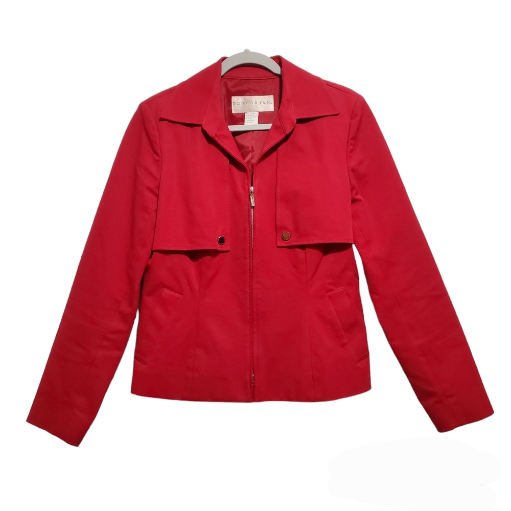 Doncaster Cotton Blend 2-way Full zipper Red Jacket
